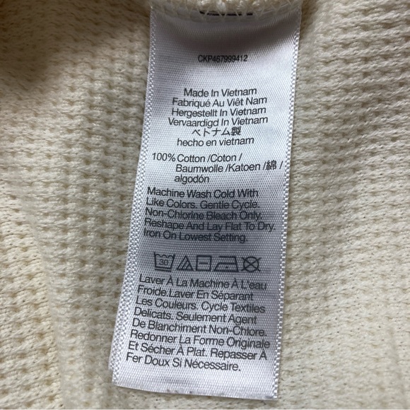 Madewell knit cream sweater womens medium 100% cotton pockets - Picture 7 of 15